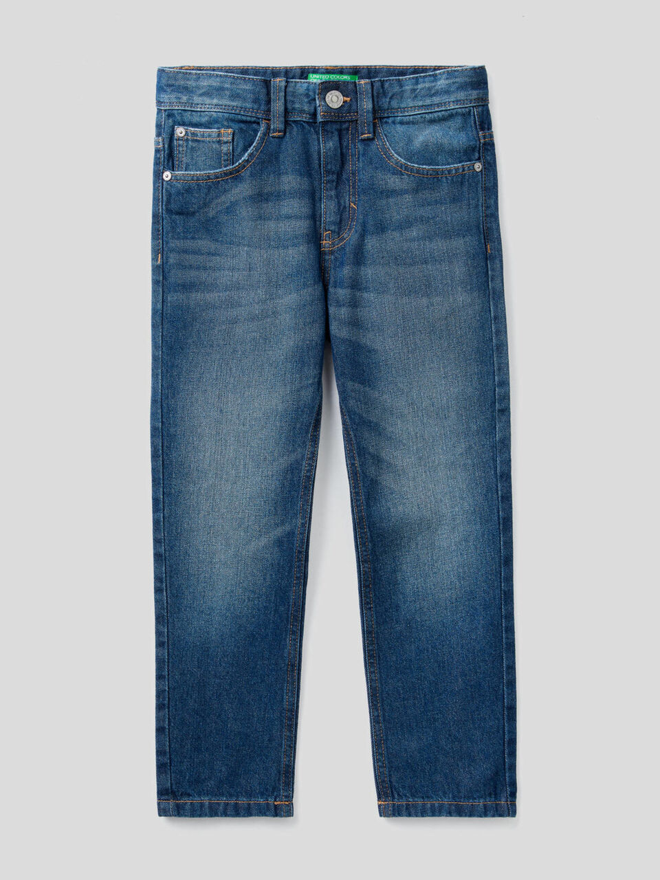 Jeans straight leg in denim 100% cotone image number 1