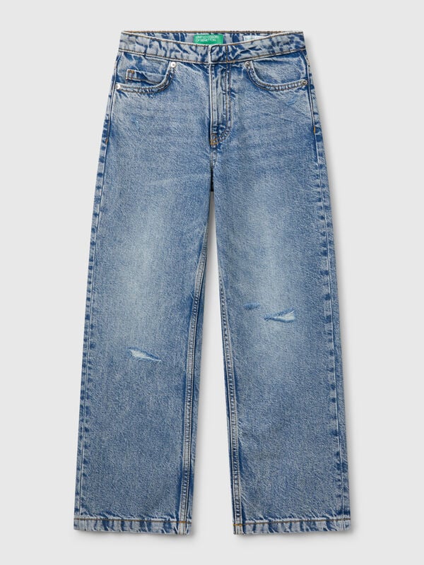 Jeans straight con rotture Bambina