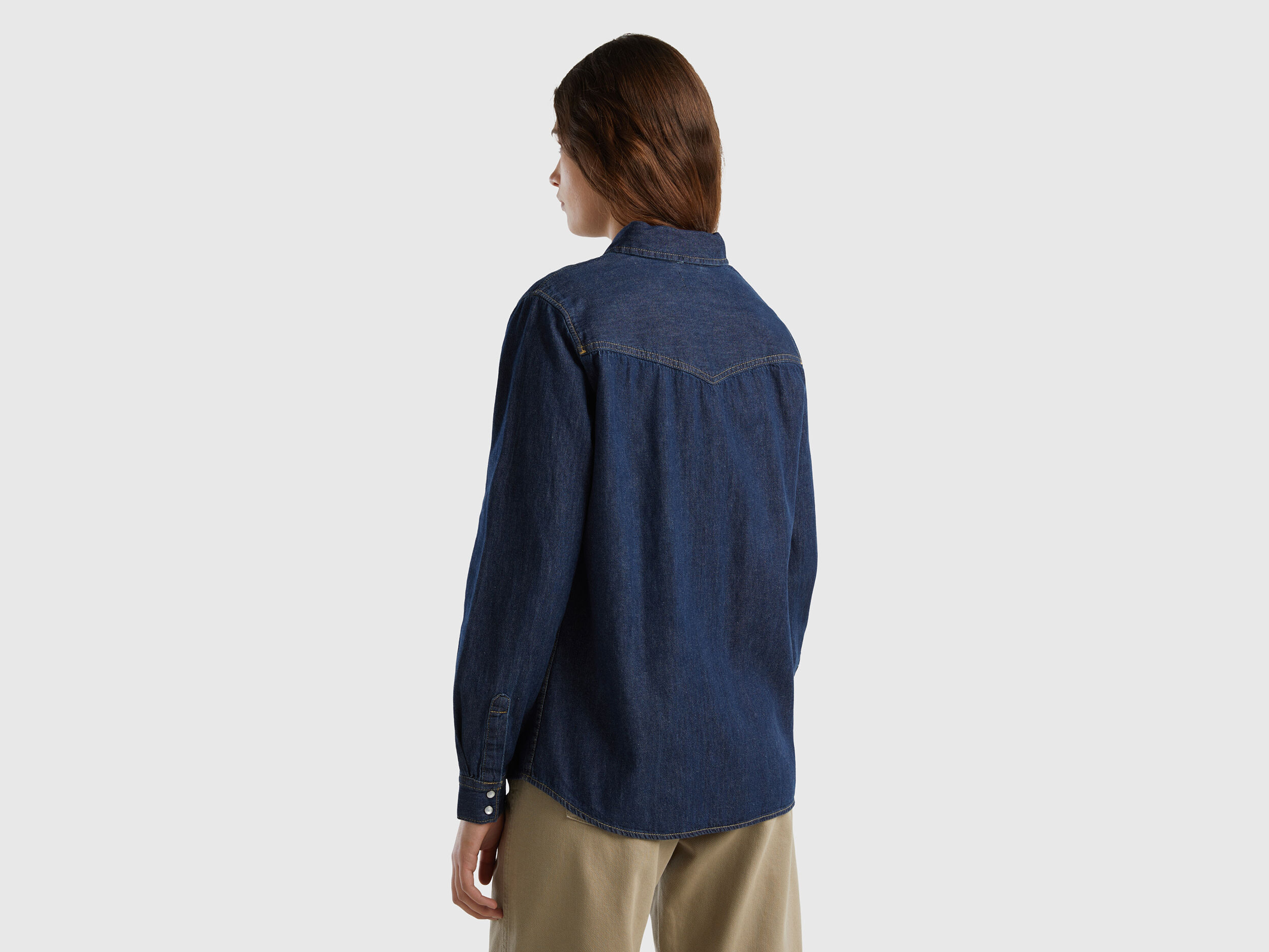 Camicia western di jeans Blu Benetton
