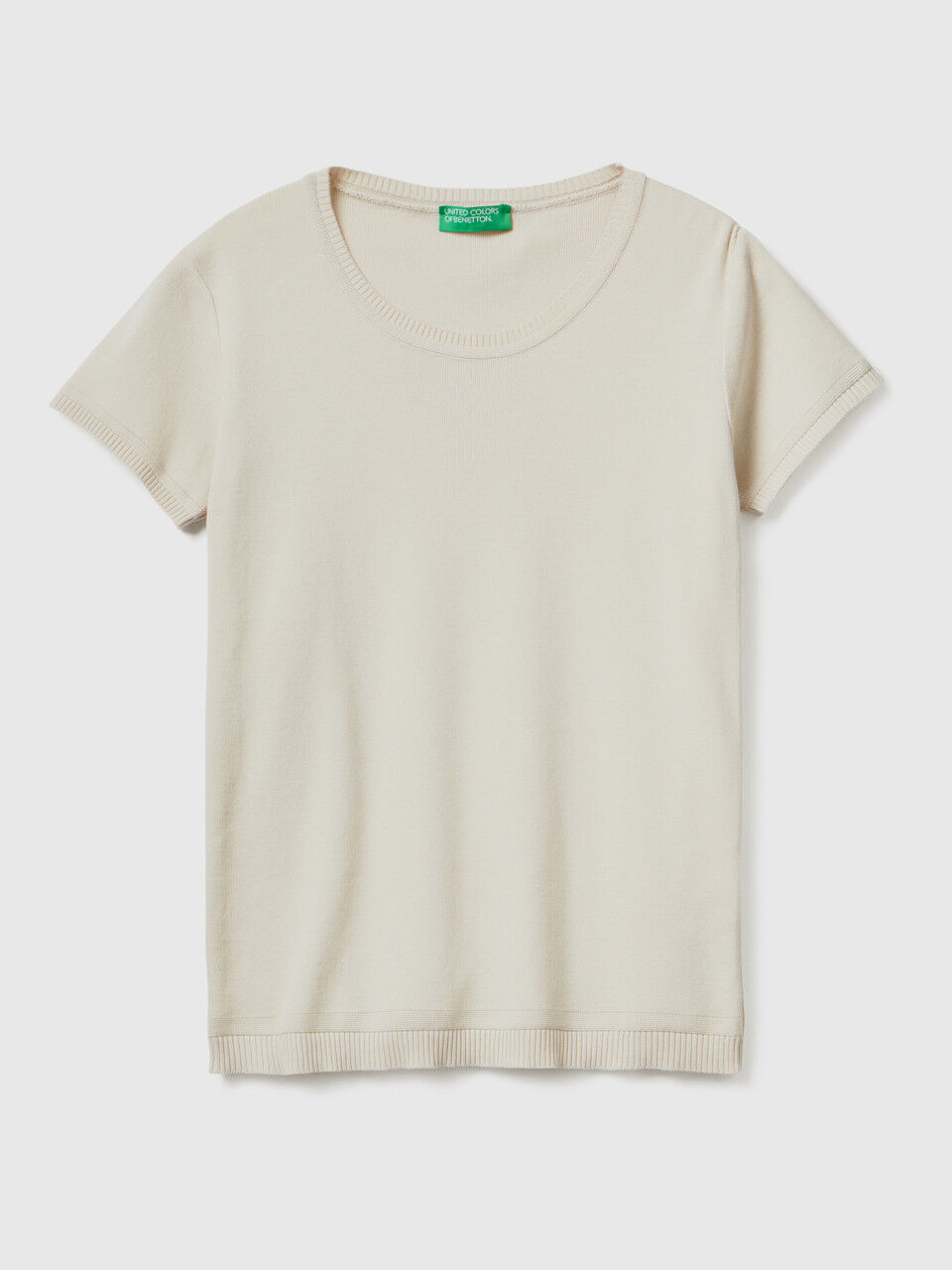 Maglia a manica corta in 100 cotone Beige Donna Benetton