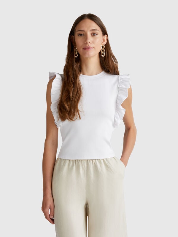 Maglietta slim fit con rouches Donna