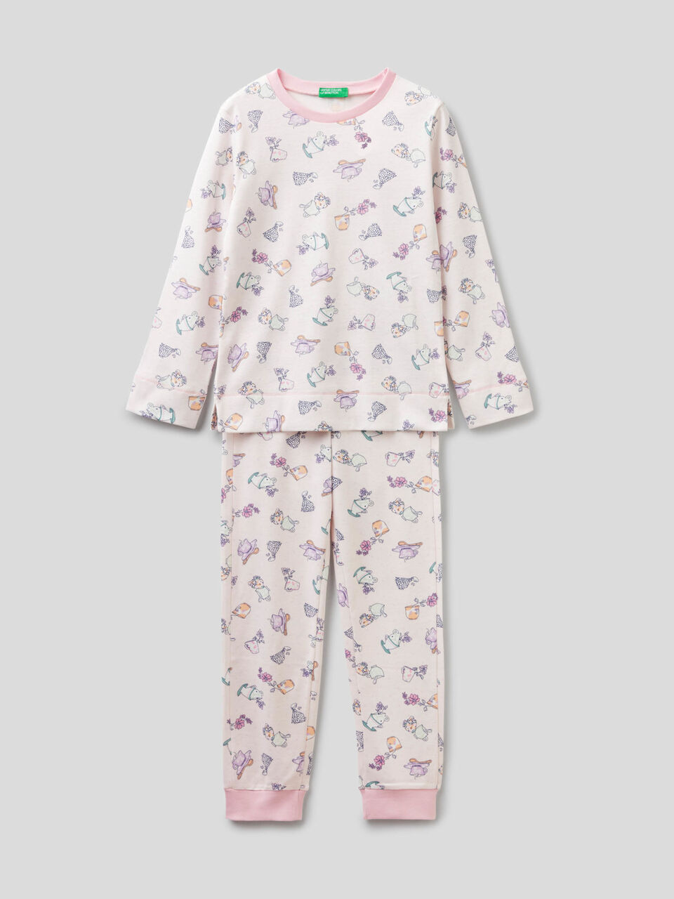 Pigiama stampato 100% cotone image number 1
