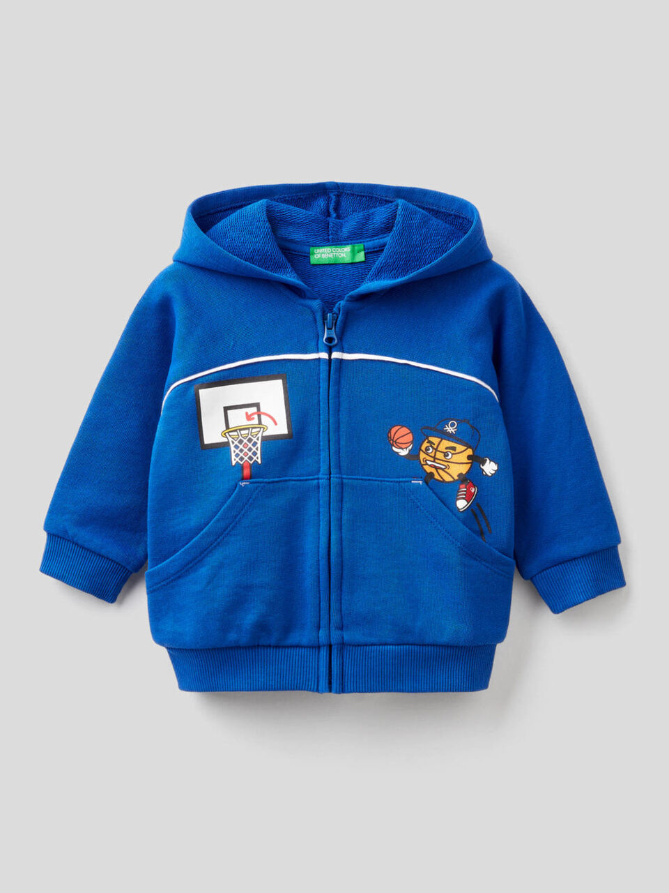 Felpa in cotone con zip e cappuccio image number 1