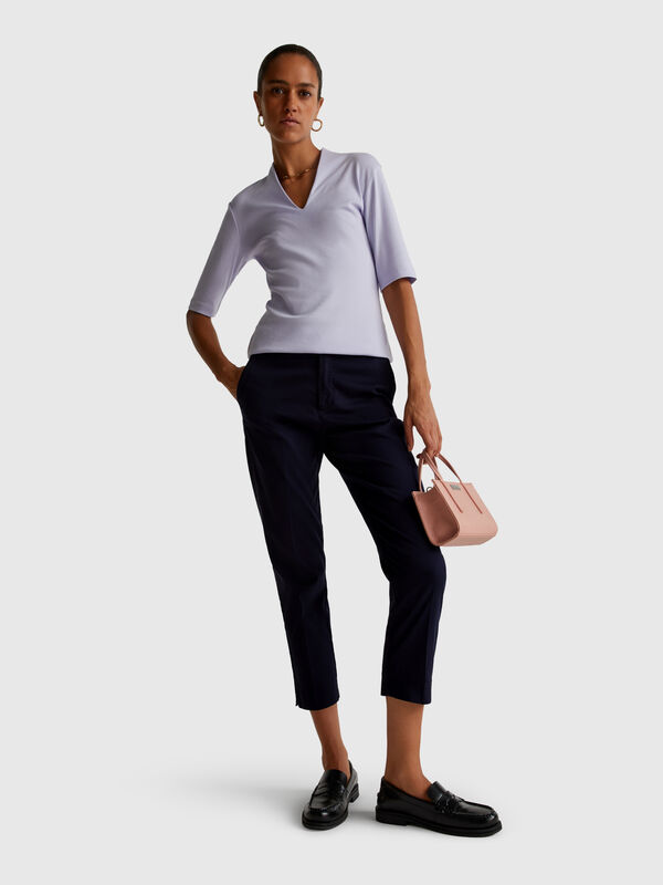 Chino cropped in cotone stretch Donna