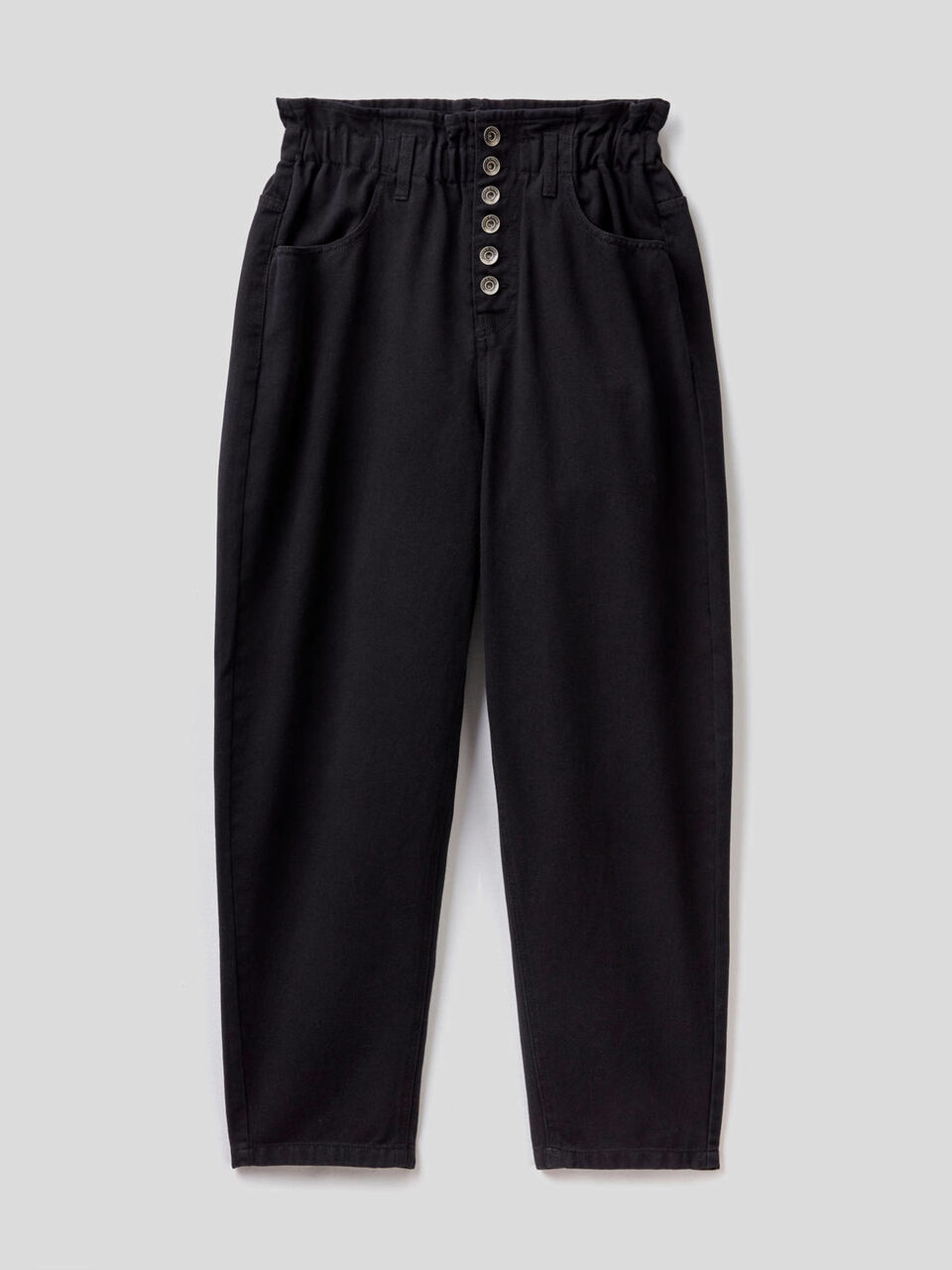 Pantaloni a vita alta in 100% cotone image number null