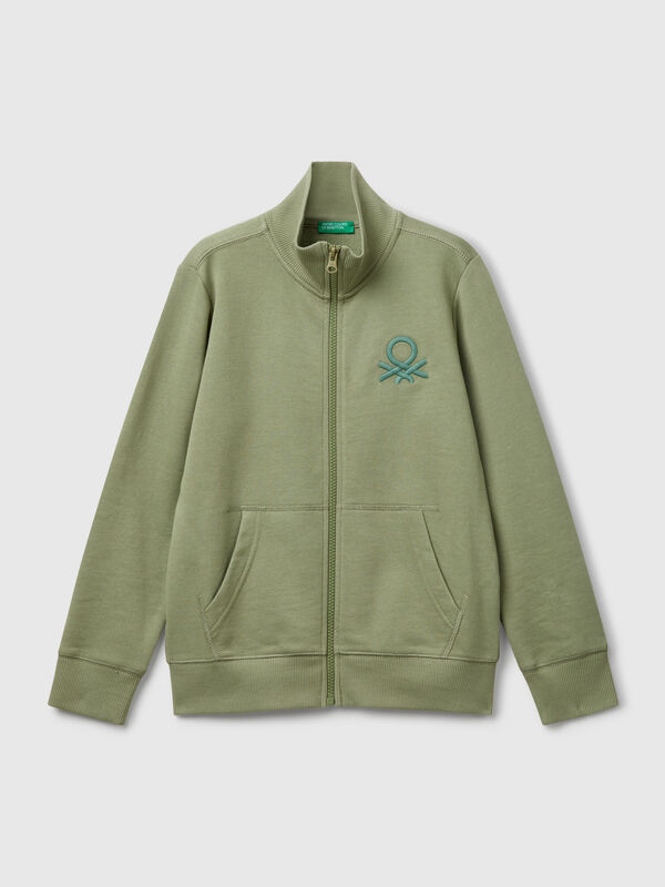 Felpa con zip in puro cotone Bambino