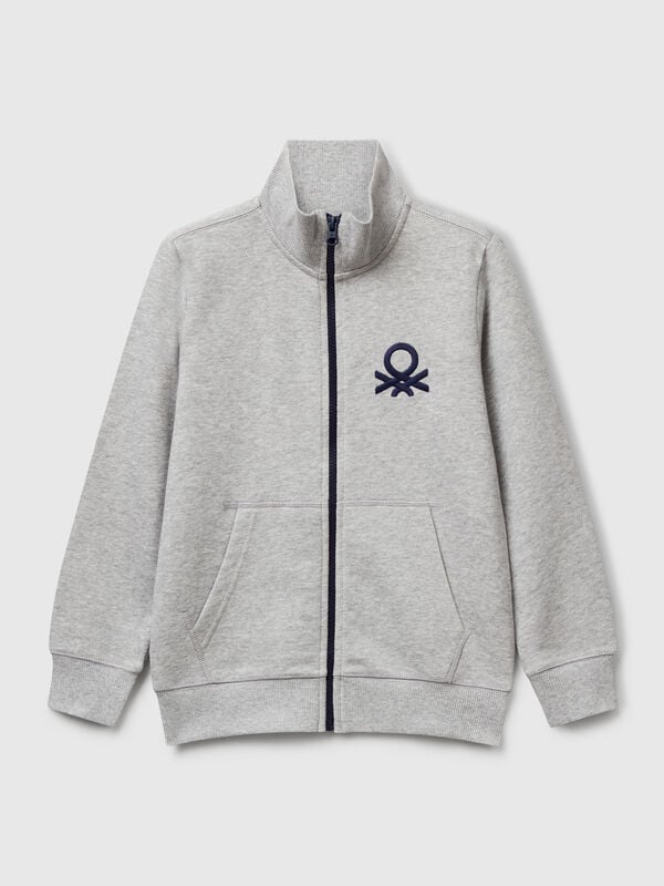 Felpa con zip in puro cotone Bambino