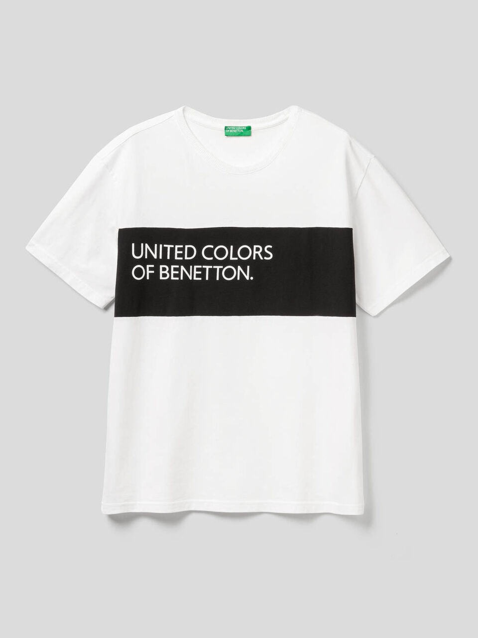 T-shirt 100% cotone con banda a contrasto image number 1