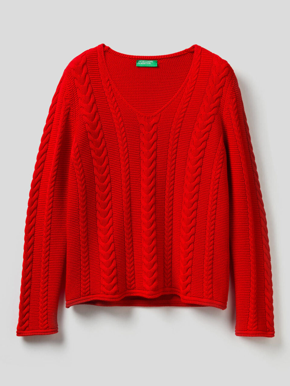 Maglia a trecce in puro cotone image number 1
