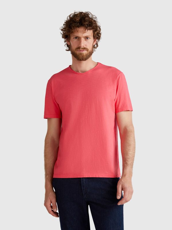 T-shirt ciclamino in cotone fiammato Uomo
