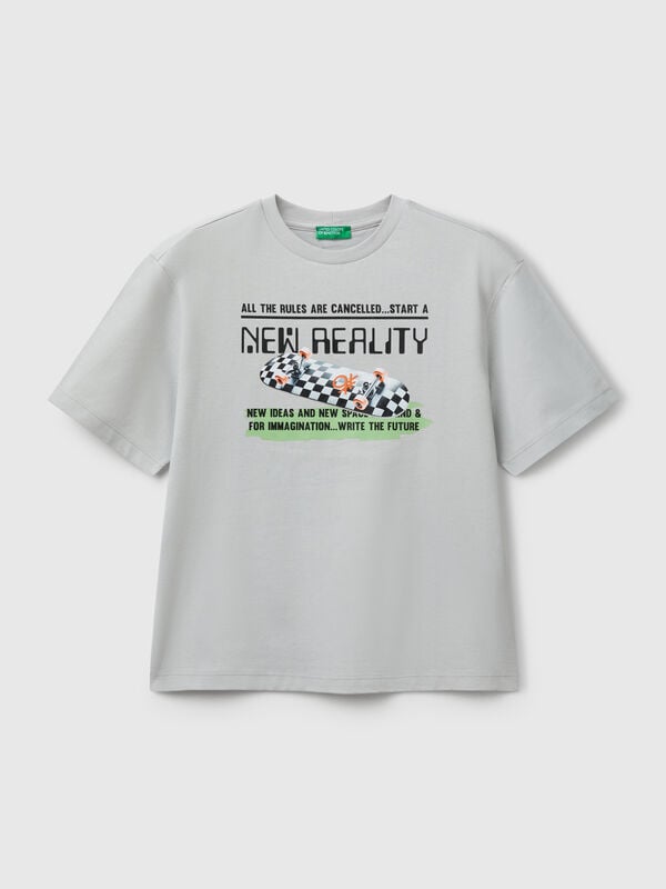 T-shirt grigia con stampa frontale Bambino