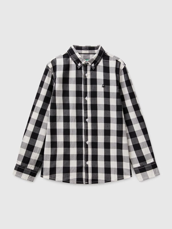 Camicia button down a quadri bicolor Bambino