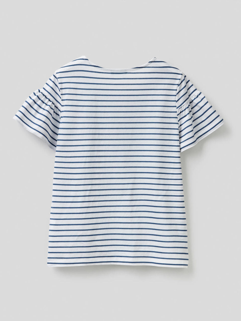 T-shirt a righe con manica arricciata image number 2