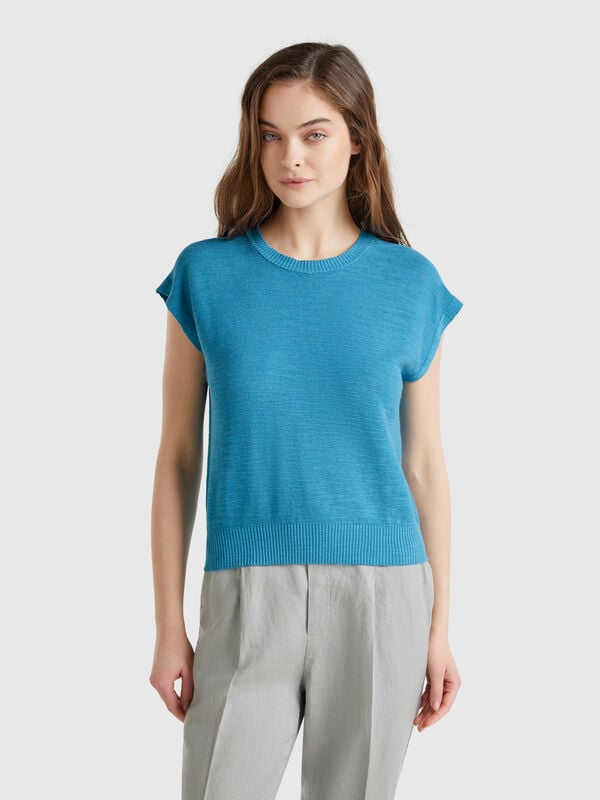 Gilet in misto cotone e lino Donna
