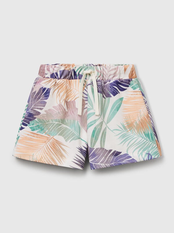 Shorts con stampa tropicale Bambina