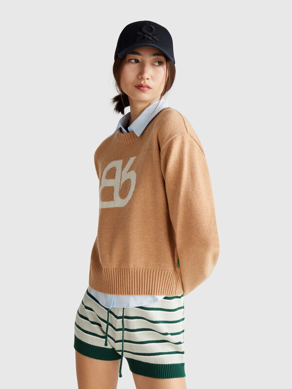Maglia girocollo in misto lana Donna