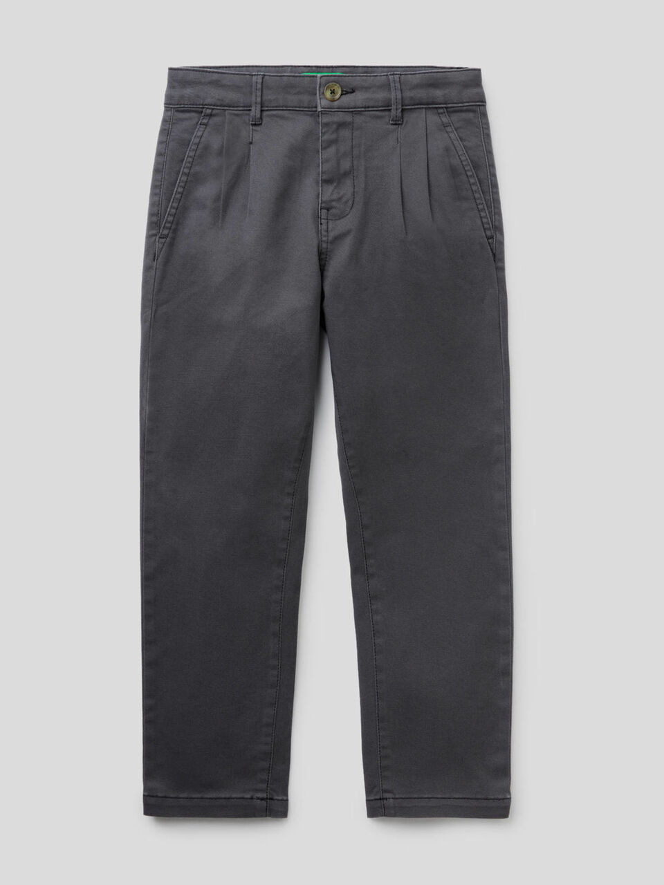 Pantaloni in cotone stretch con pieghe image number 1