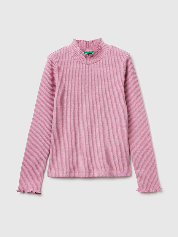 T-shirt lupetto in caldo misto cotone Bambina
