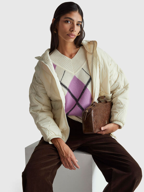 Maglione con intarsio rombi Donna