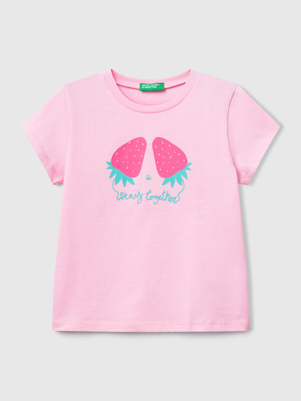 T-shirt con stampa fluo Bambina