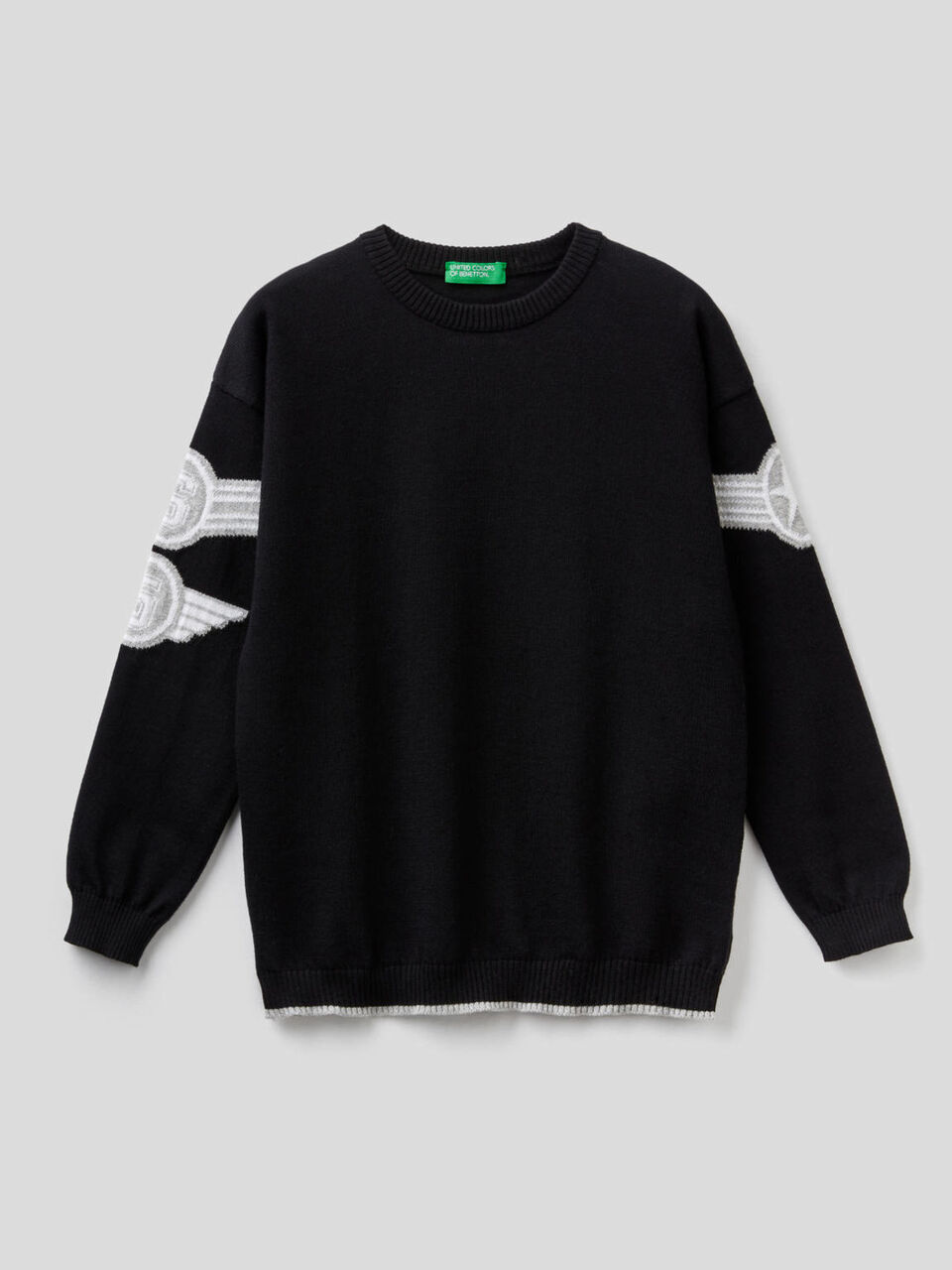 Maglia con intarsio in puro cotone image number 1