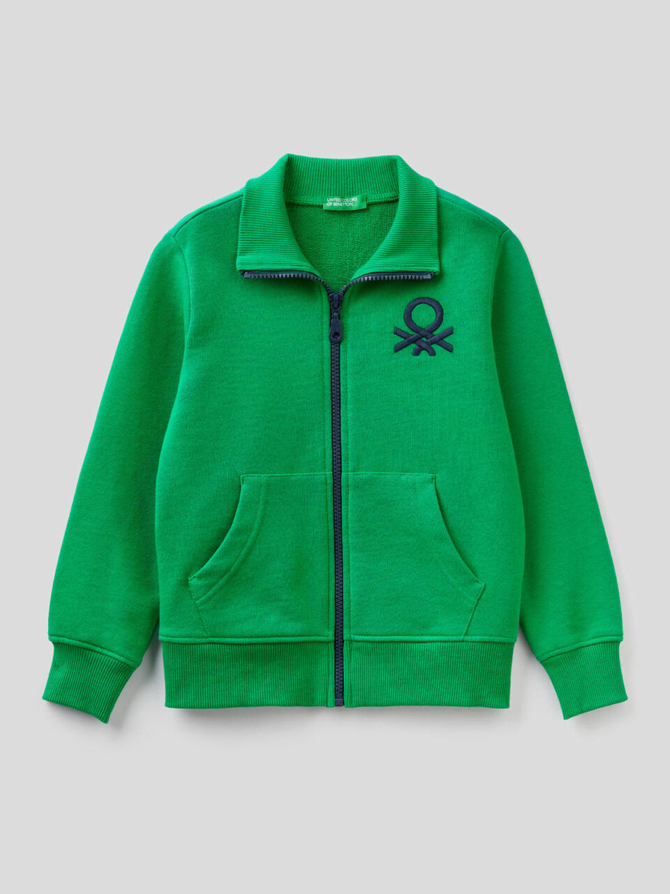 Felpa con zip e logo ricamato image number 1