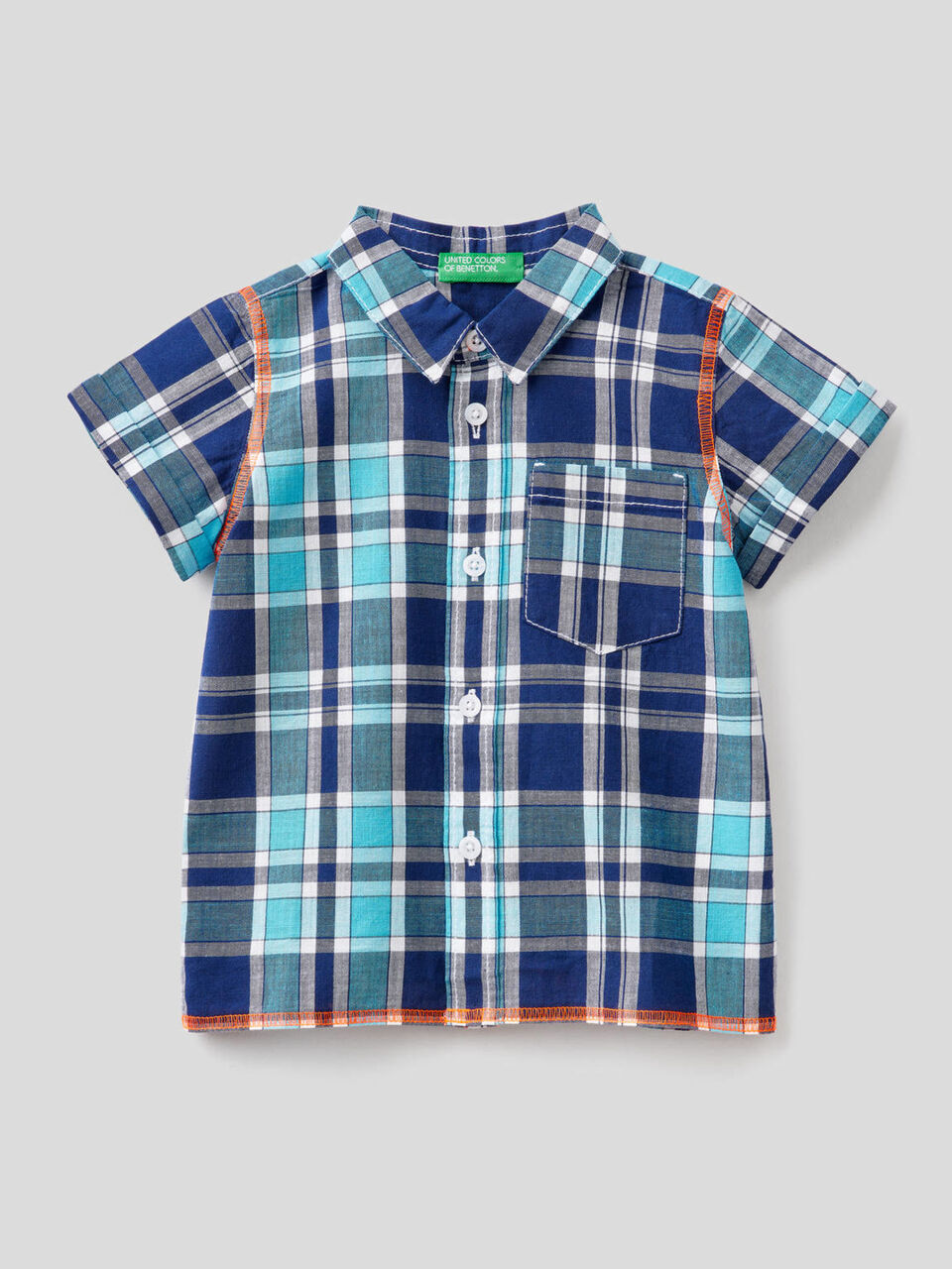 Camicia a quadri con manica corta image number 1