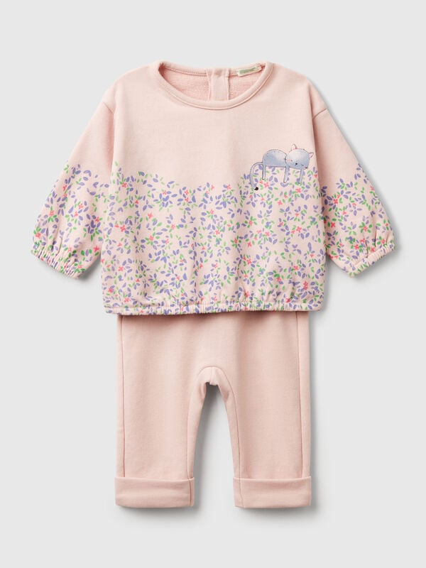 Completo felpa e pantaloni in misto cotone Baby