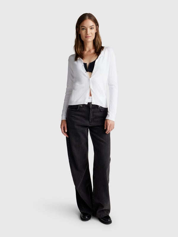 Cardigan bianco 100% cotone Donna