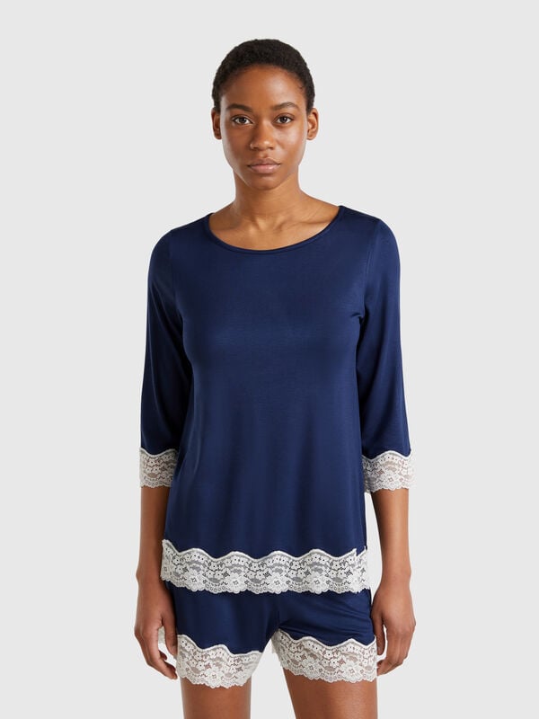 Maglia fluida con dettagli in pizzo Donna