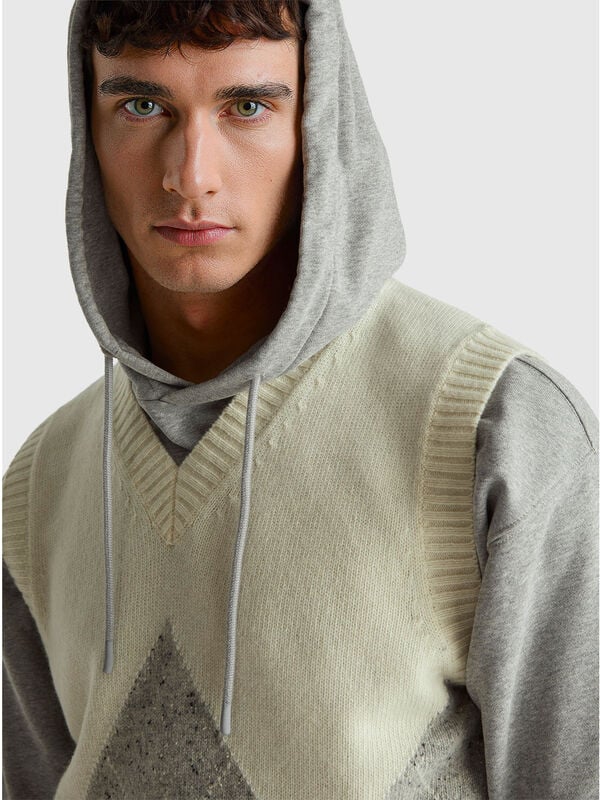 Gilet a rombi in misto lana Uomo