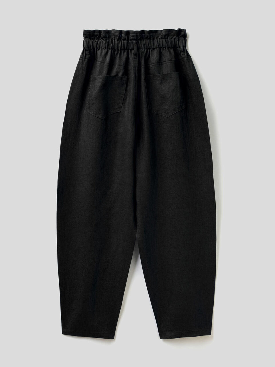 Pantaloni in puro lino con vita arricciata image number 2