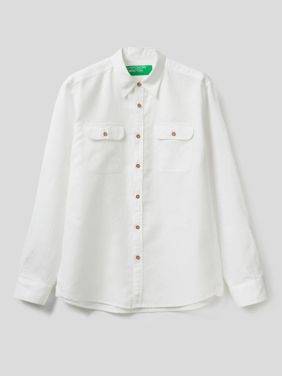 Camicia regular fit in lino misto cotone image number 1