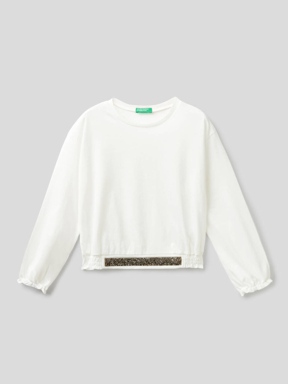 T-shirt cropped con banda luccicante image number 1