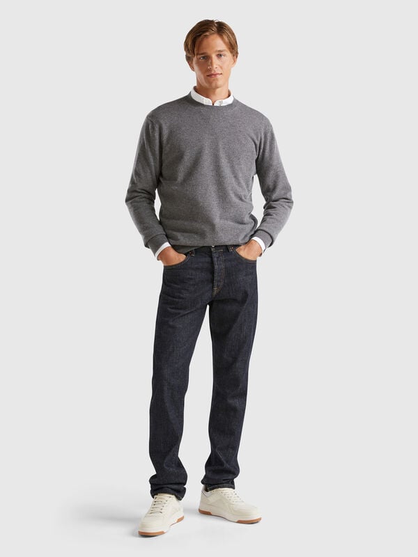 Maglia grigio scuro in puro cashmere Uomo