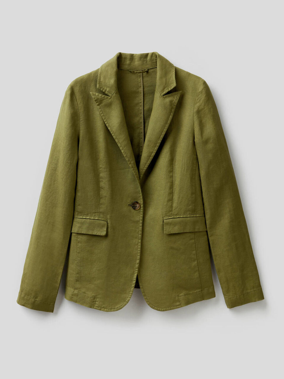 Blazer sciancrato in 100% lino image number 1