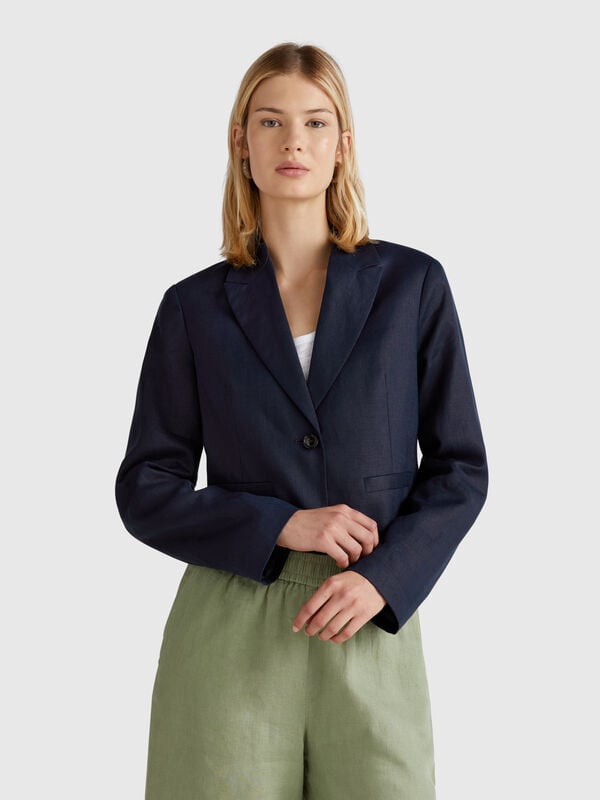 Blazer corto in puro lino Donna