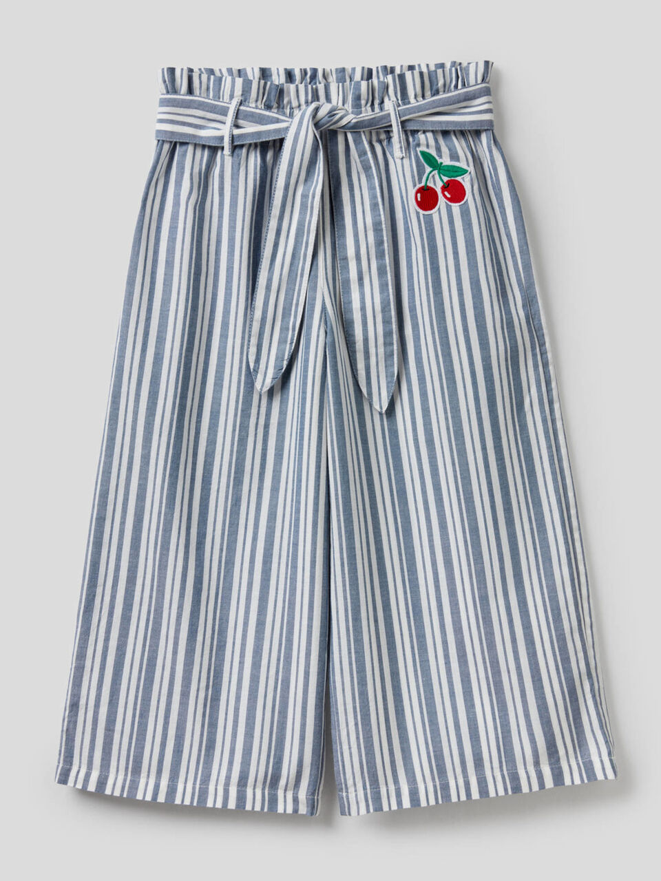 Pantaloni ampi a righe con cintura image number 1