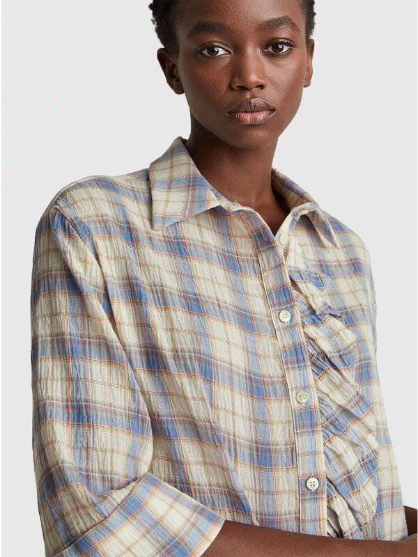 Camicia a quadri con rouches Donna