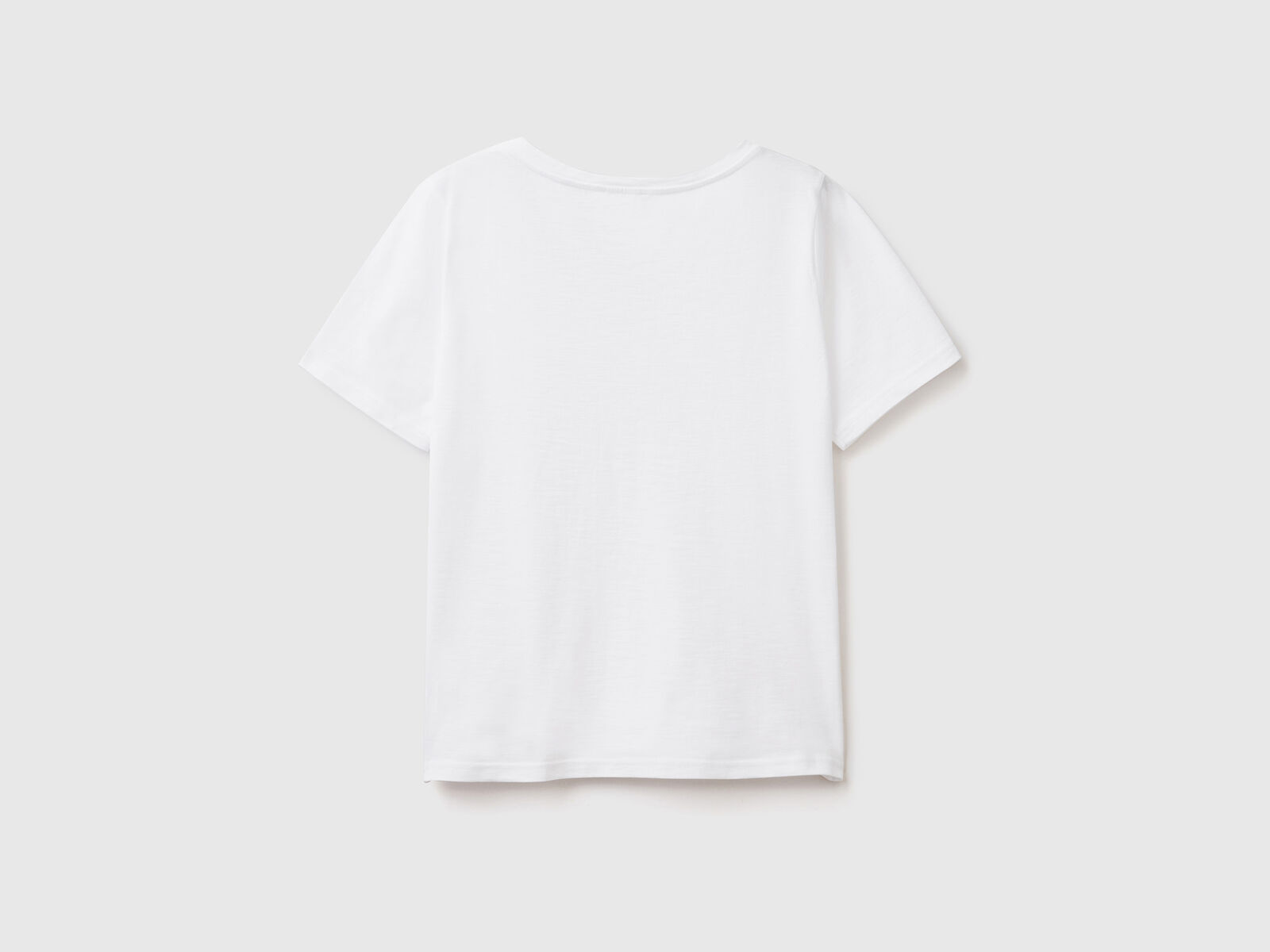 T-shirt scollo a V in cotone fiammato Bianco Donna