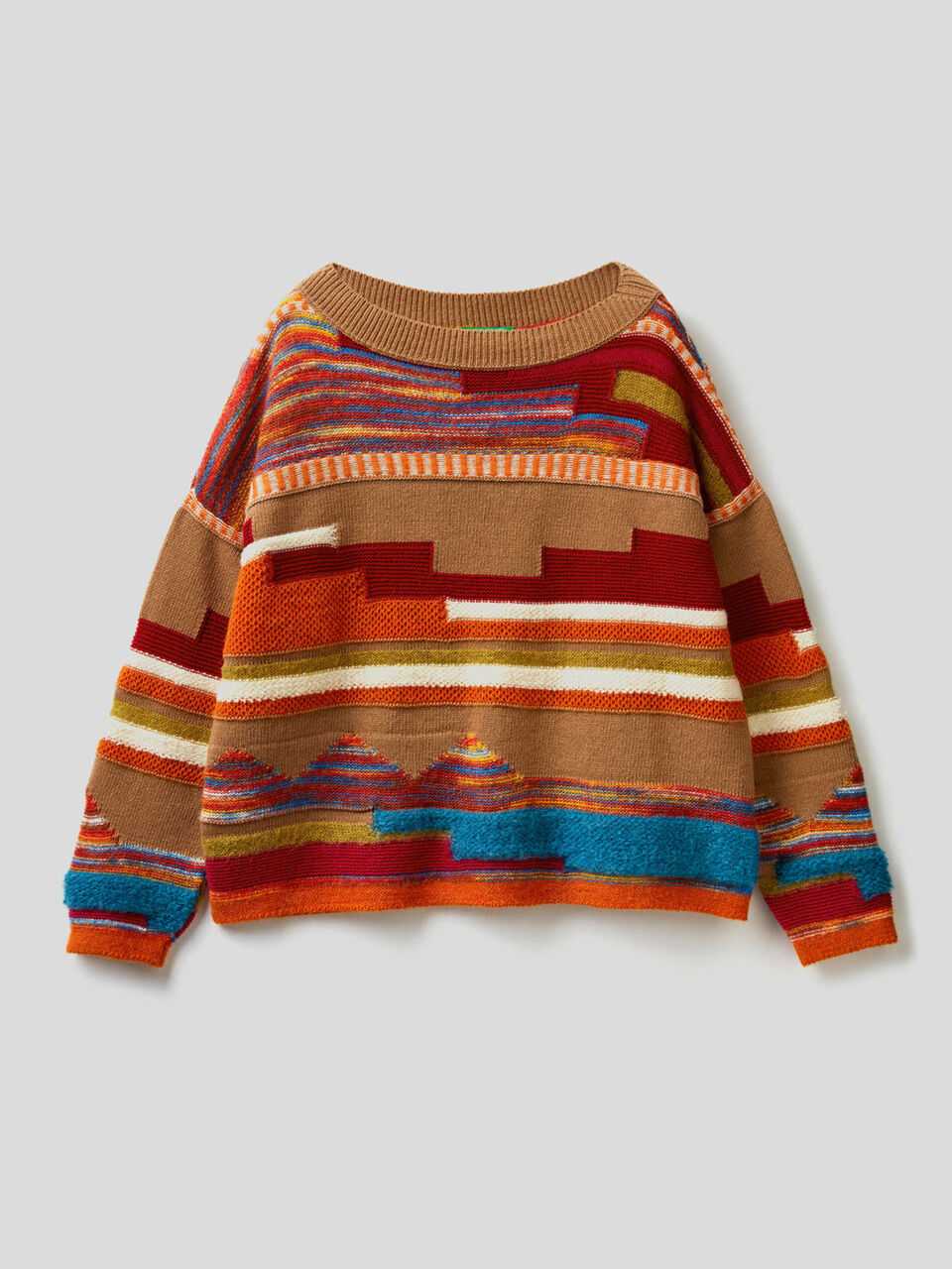 Maglia multicolor con disegni ad intarsio image number 1