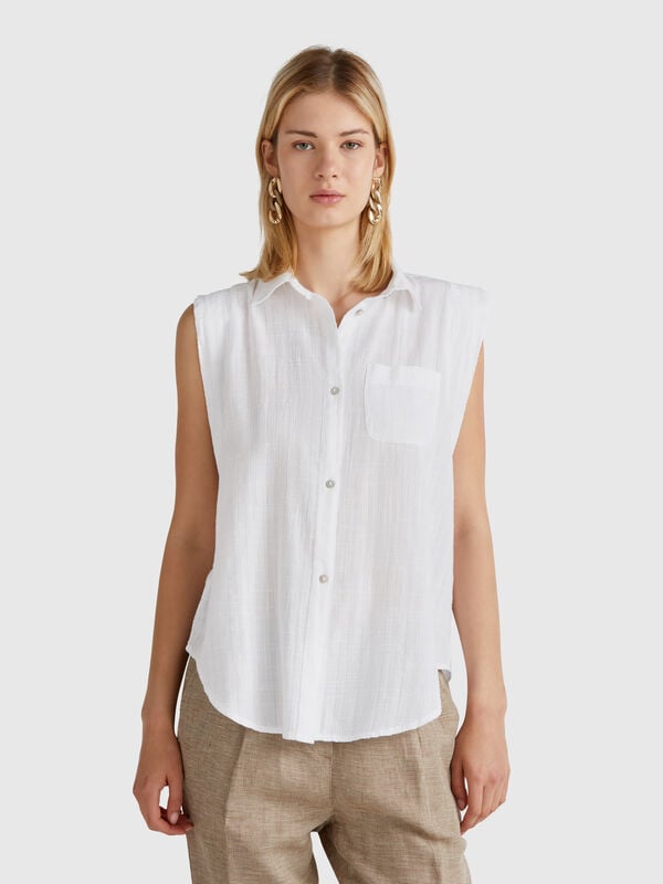 Camicia smanicata con nodo Donna