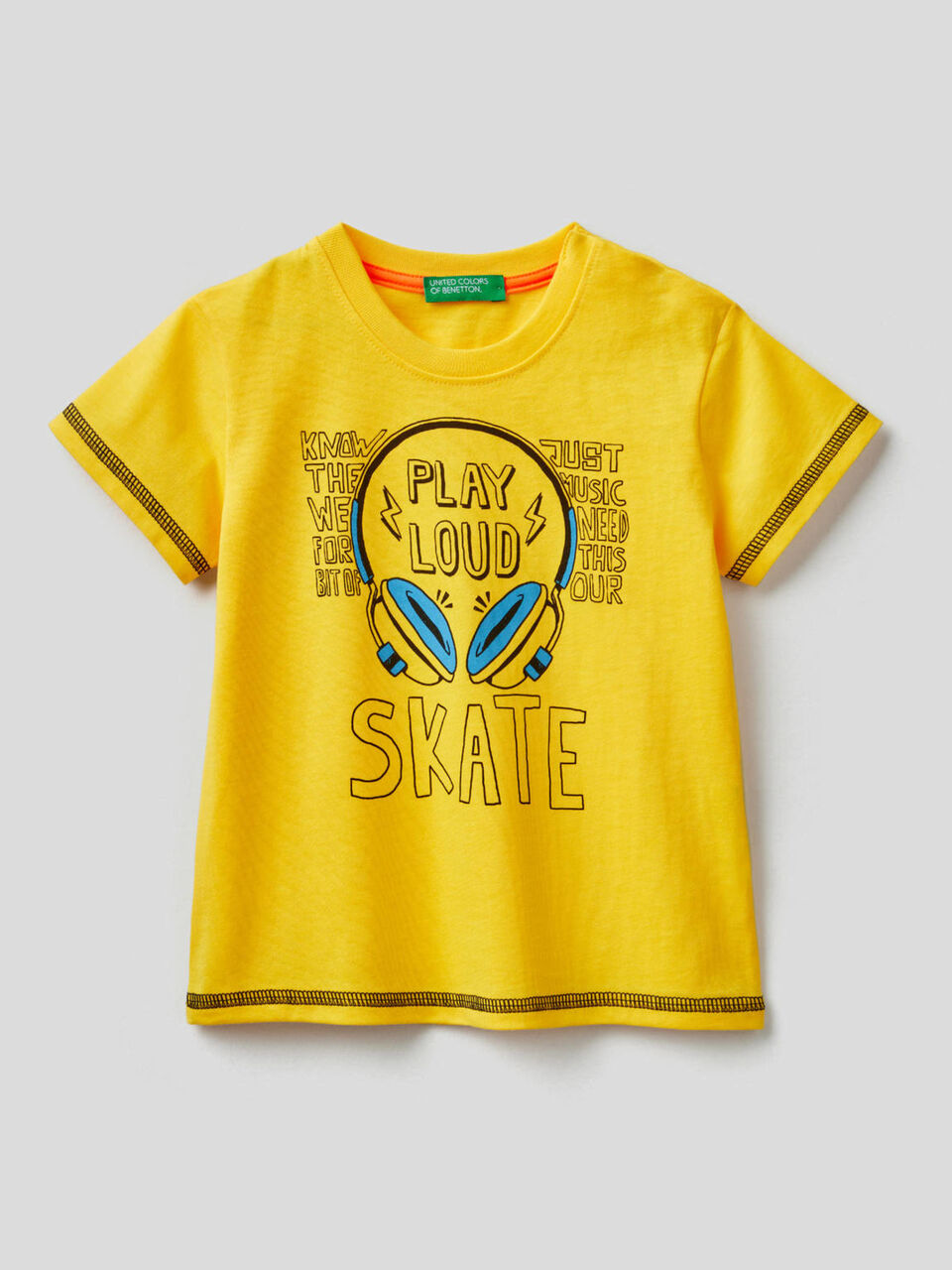 T-shirt in cotone con stampa skateboard image number 1