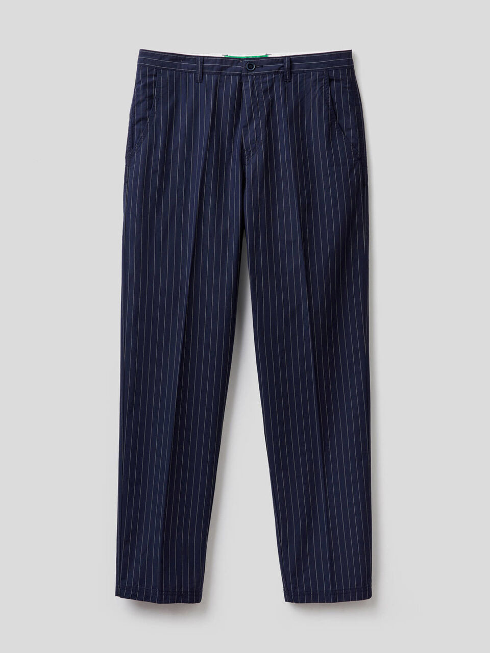 Pantaloni gessati in puro cotone image number 1