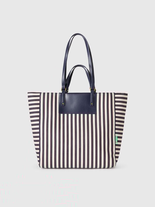 Tote bag a righe blu e bianche Donna