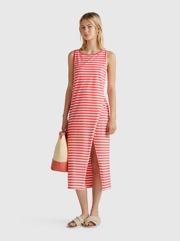 Vestito a righe con spacco Donna
