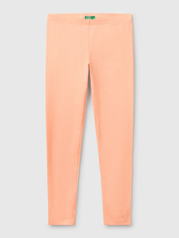 Leggings in cotone stretch con logo Bambina
