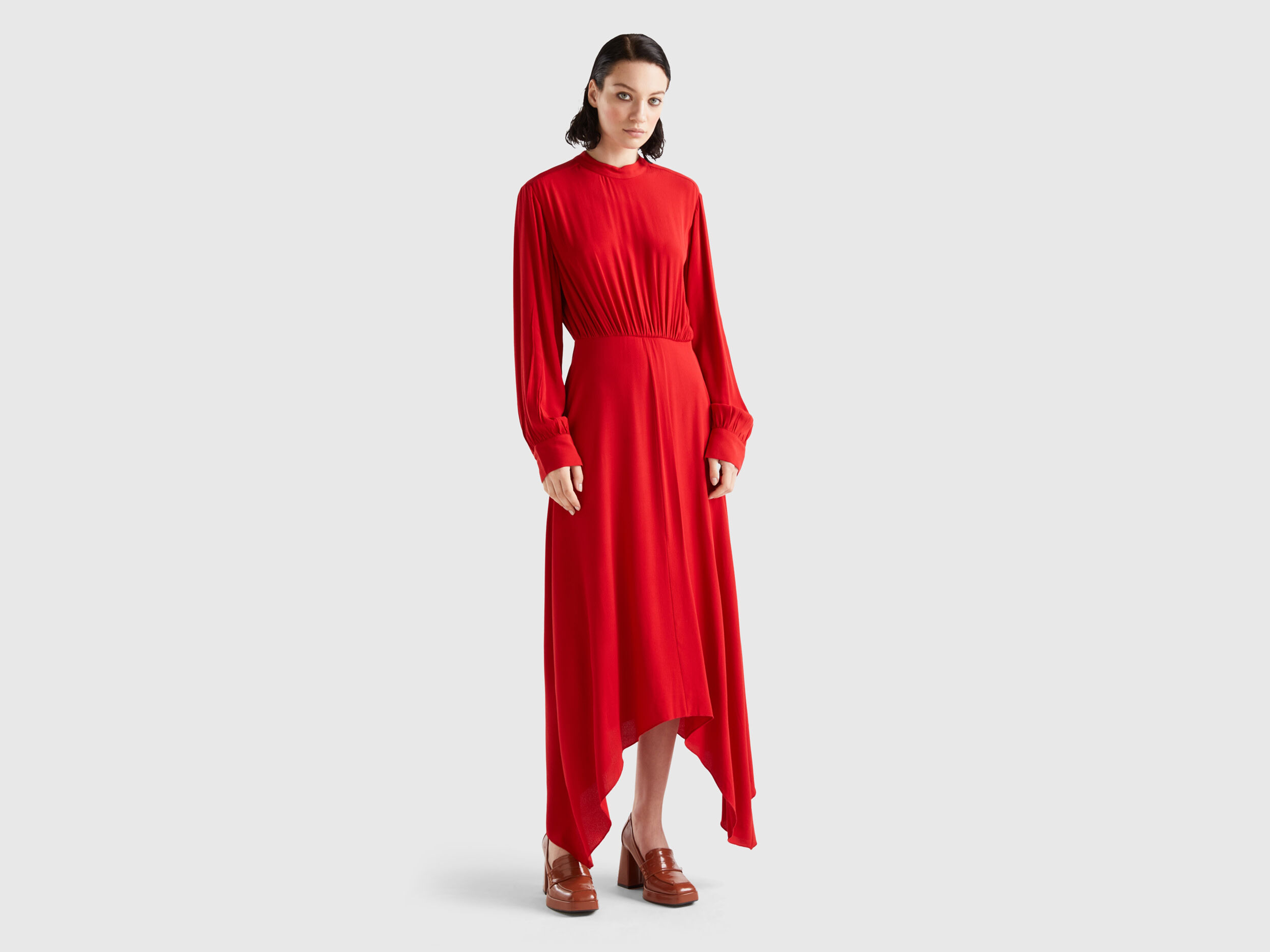 Vestito lungo 100 viscosa Rosso Donna Benetton