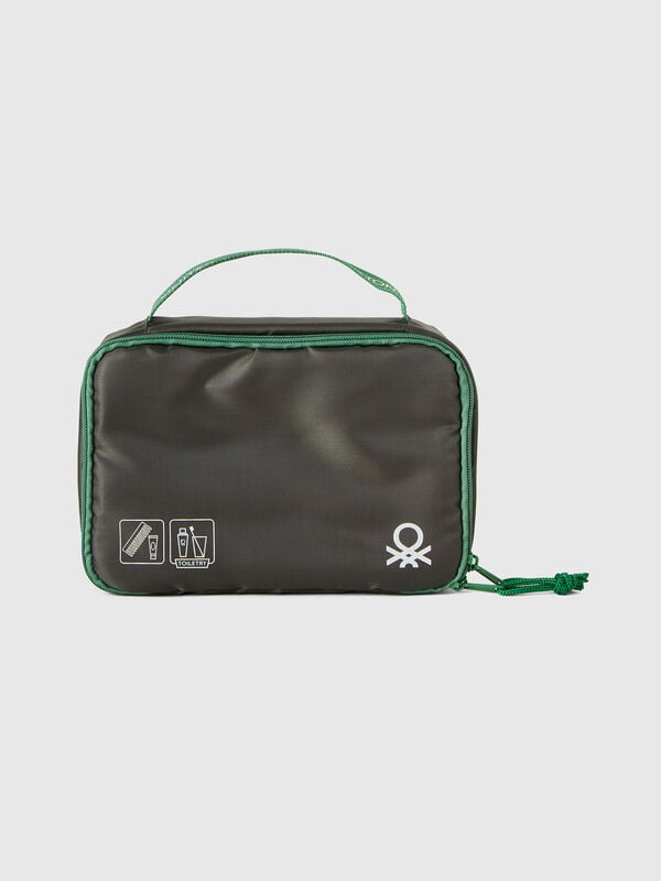 Trousse da viaggio verde militare con gancio