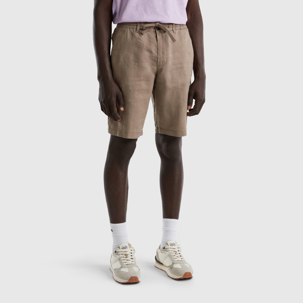 Bermuda in 100 lino Tortora Uomo Benetton